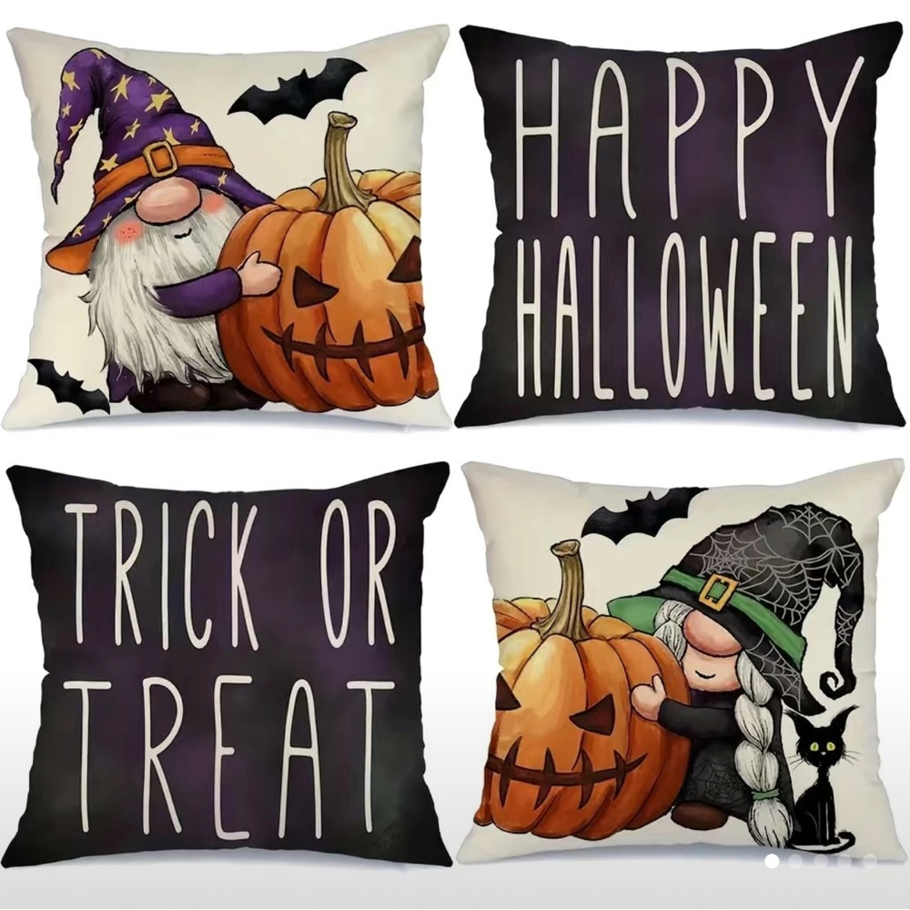 New 4pc Halloween Gnome Throw Pillow Covers